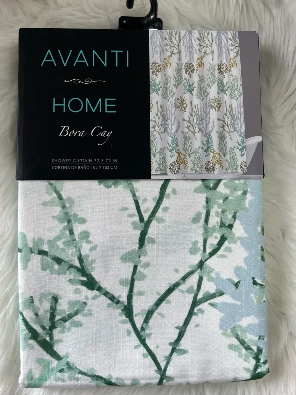 Avanti Home Bora Cay Botanical Shower‎ Curtain Green White 72x72